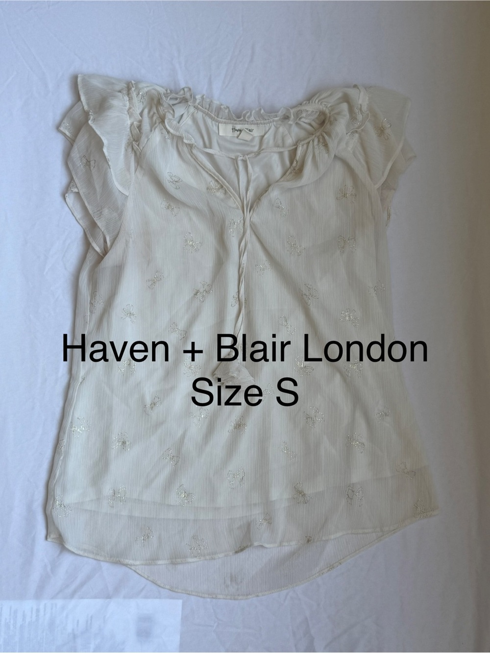 Cream Ruffle Cap Sleeve Blouse